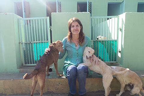 Rachel Wright with dogs