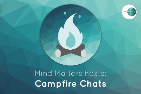 picture of a campfire symbol on a green Mind Matters branded background