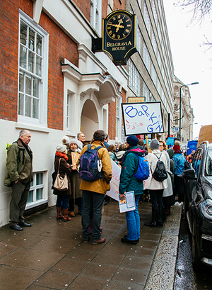 Protesters outside Belgravia House