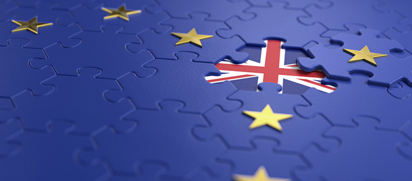 Jigsaw of EU and UK flags