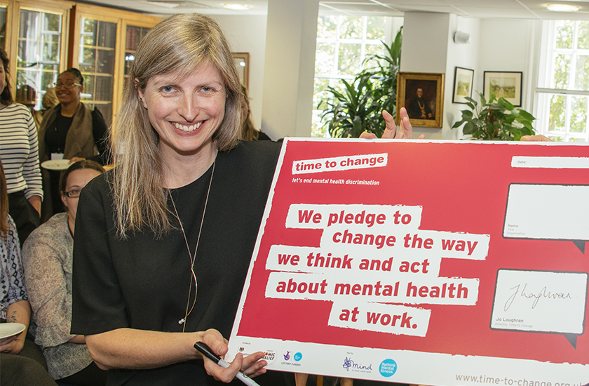 RCVS CEO Lizzie Lockett with Time to Change pledge