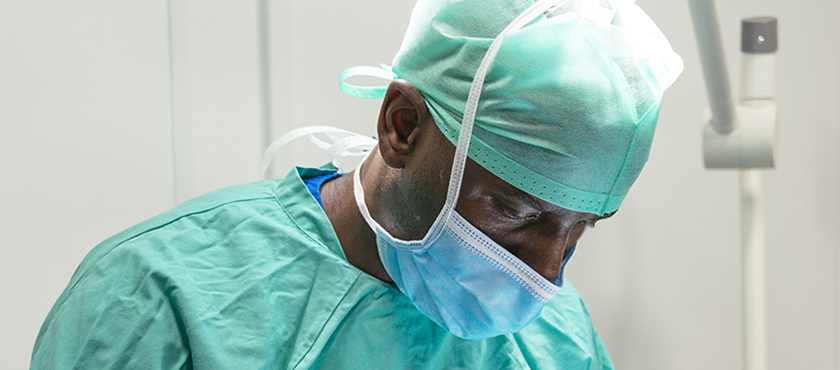 Vet in scrubs