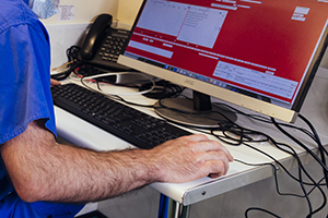 Veterinary surgeon using computer