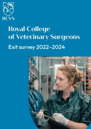 An example page from the Exit Survey showing a barchart of vets eaving the UK-practising category