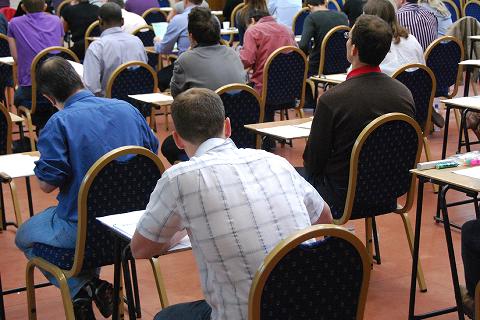 Students sitting exam