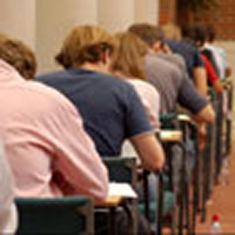 Exam candidates get their heads down