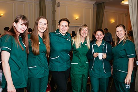 Group of veterinary nurses in their uniforms at a VN Day event