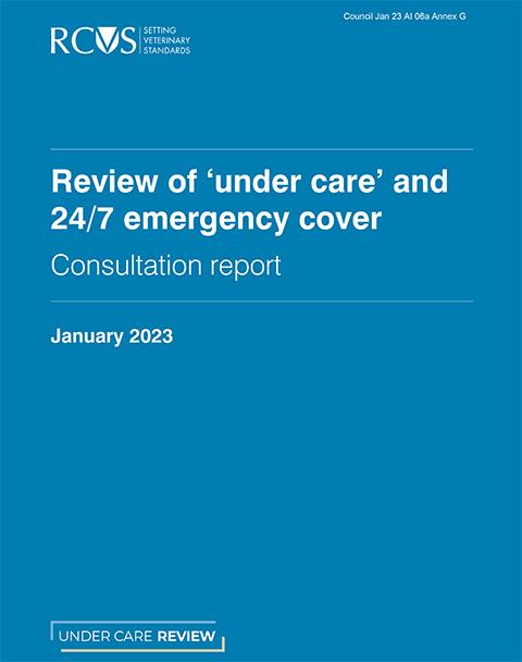 Review of 'under care' and 24/7 emergency cover consultation report