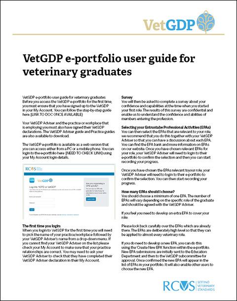 VetGDP E-portfolio User Guide for Veterinary Graduates
