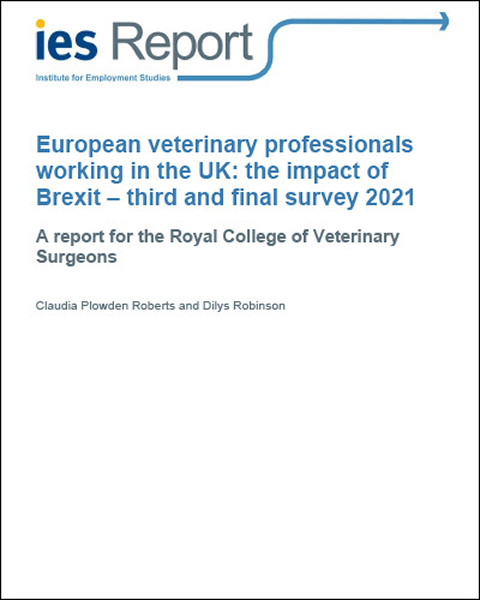 Front cover of the report on the impact of Brexit on European veterinary professionals working in the UK